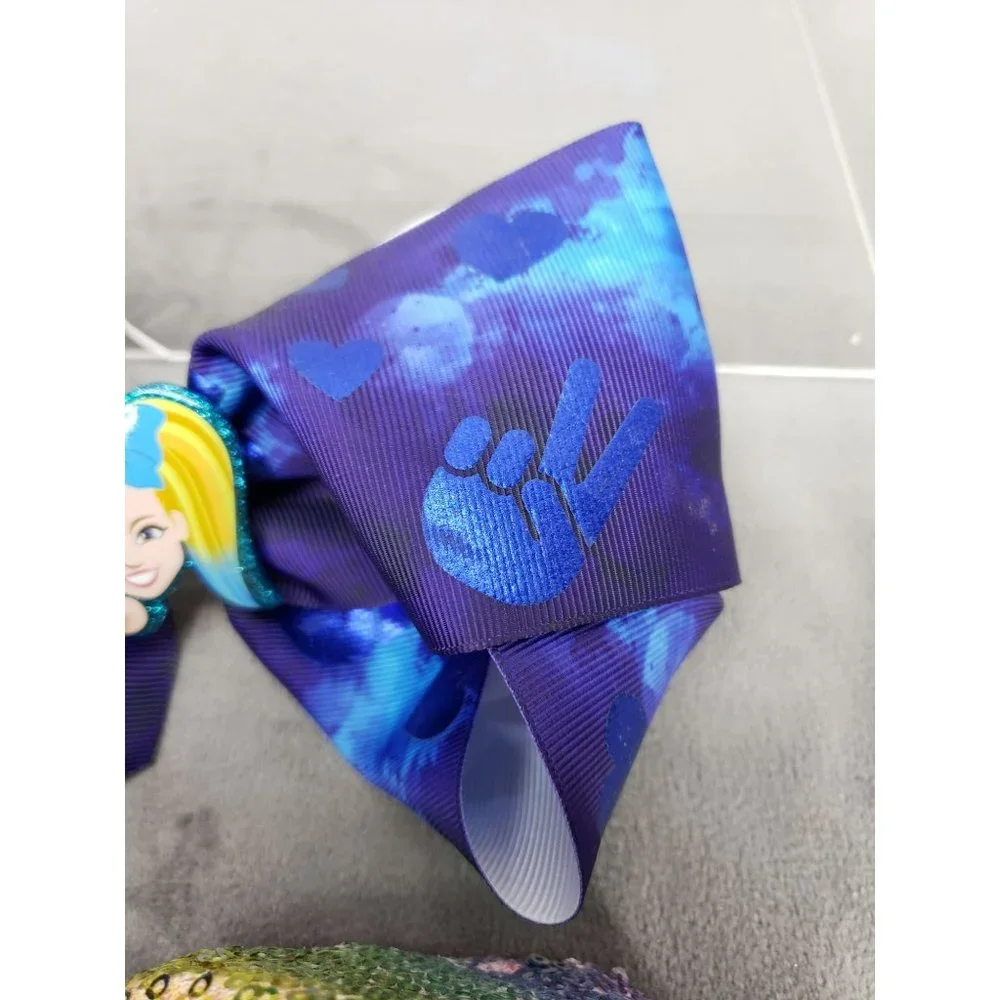 Jojo Siwa Oversized Clip In Girls‎ Bows With Scrunchies Blue and Pink Glitter